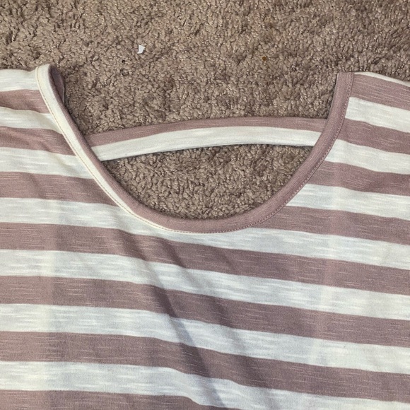 Charlotte Russe Women’s Striped Scoop Back Top Size Medium Short Sleeve Shirt - Picture 3 of 10